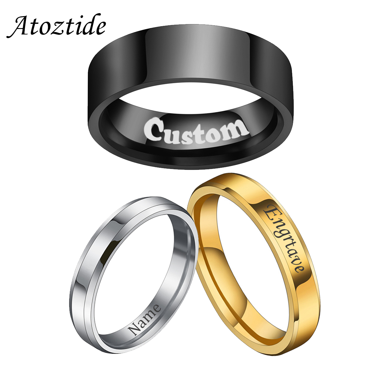 Coupling 8Mm - Atoztide 4/6/8mm spersonalizowane wygraweruj nazwę pierścionki