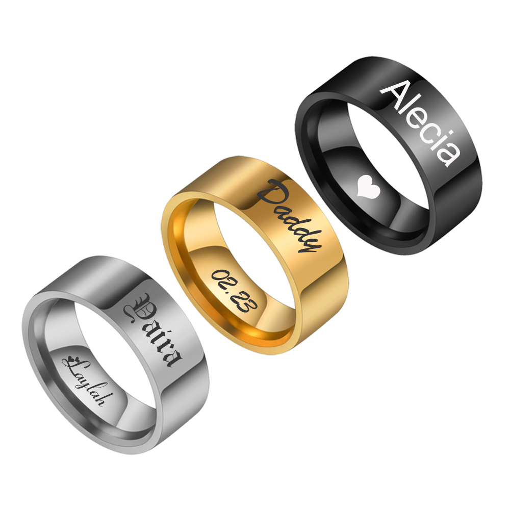 Coupling 8Mm - Personalizowane grawerowane pierścienie punkowe z imieniem